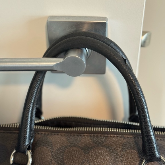 Coach Signature Stripe Bennett Heritage Satchel Handbag with Neon Stripe - Picture 4 of 6